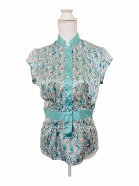 NWT Robert Graham Silk Paisley
Mandarin Collar Blouse - 8